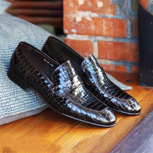 Glossy master design men's mask loafers leather shoes