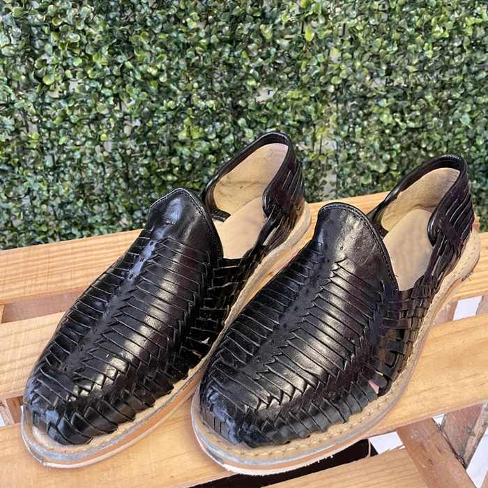 Handmade Black Waven Men Summer Shoes