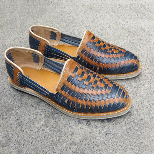 Blue Yellow Woven Comfortable Breathable Slip-On Sandals