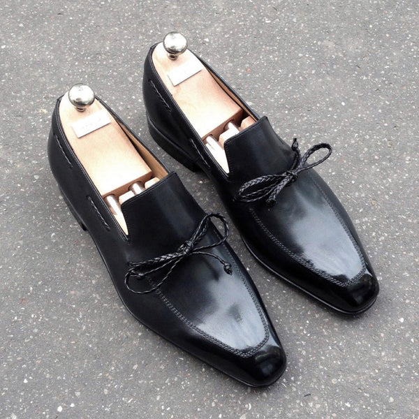 Handmade Bow Tie Slip On Loafer shoes