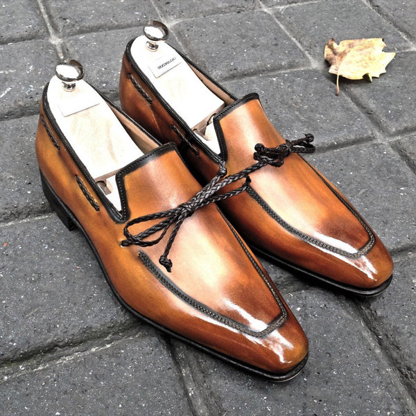 Handmade Bow Tie Slip On Loafer shoes
