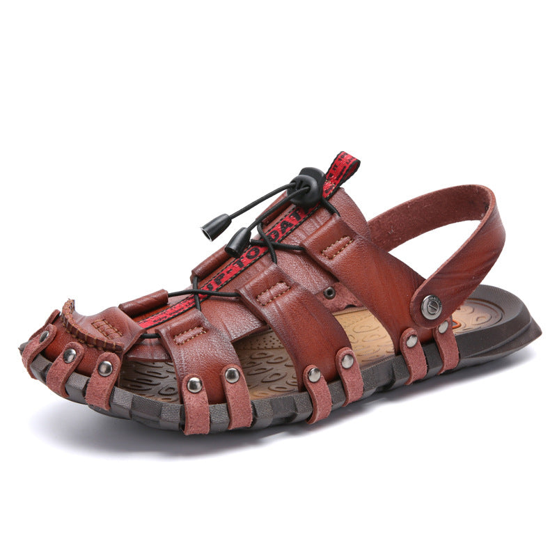 Classic Style Cow Leather Summer Beach Men's Sandals