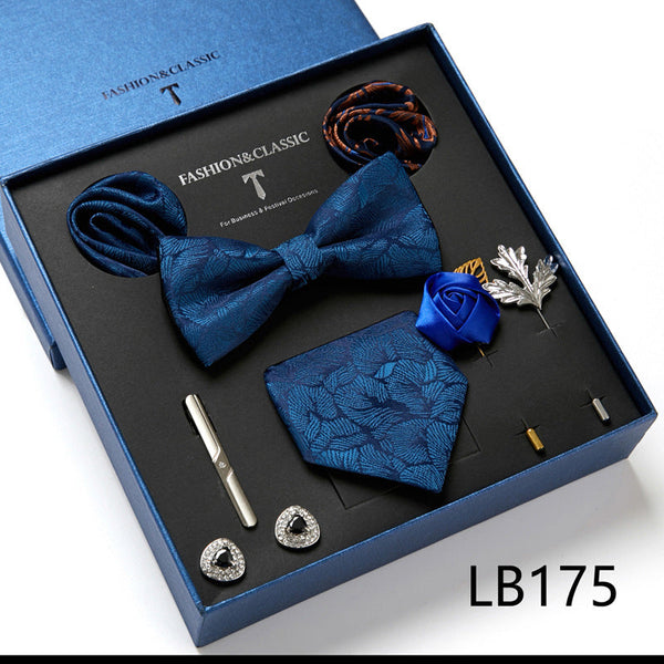 Bow Tie, Pocket Square, Brooch, Tie Clip 8 Pieces Gift Set LB175