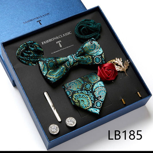 Bow Tie, Pocket Square, Brooch, Tie Clip 8 Pieces Gift Set LB185