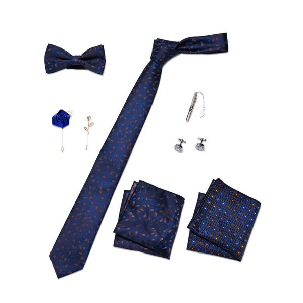 Bow Tie, Pocket Square, Brooch, Tie Clip 8 Pieces Gift Set LB168