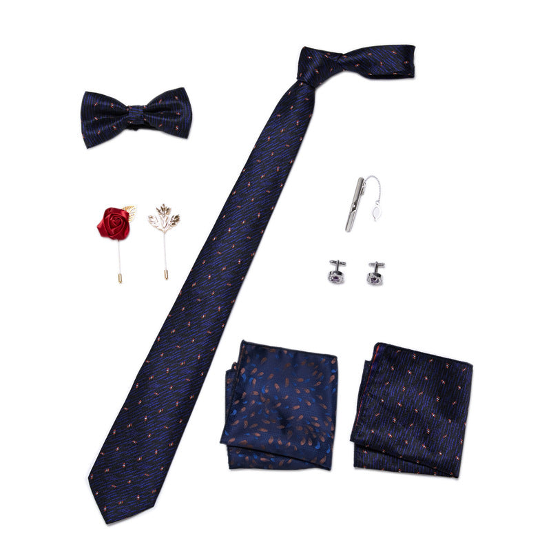 Bow Tie, Pocket Square, Brooch, Tie Clip 8 Pieces Gift Set LB169