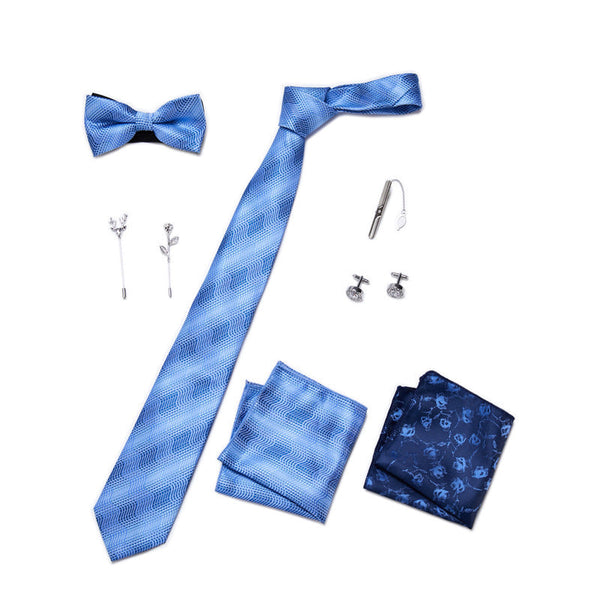 Bow Tie, Pocket Square, Brooch, Tie Clip 8 Pieces Gift Set LB174