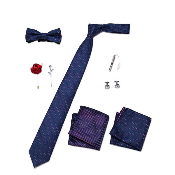 Bow Tie, Pocket Square, Brooch, Tie Clip 8 Pieces Gift Set LB176