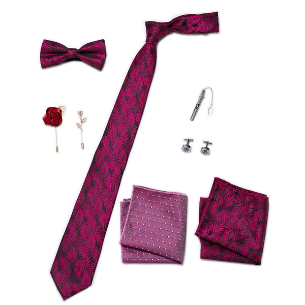 Bow Tie, Pocket Square, Brooch, Tie Clip 8 Pieces Gift Set LB178