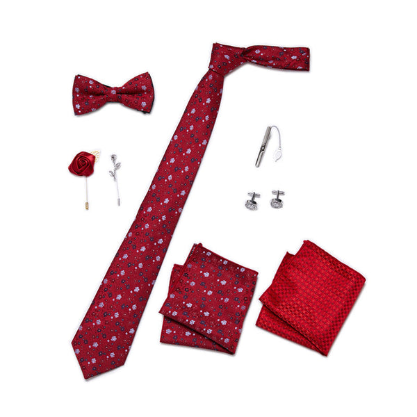 Bow Tie, Pocket Square, Brooch, Tie Clip 8 Pieces Gift Set LB180