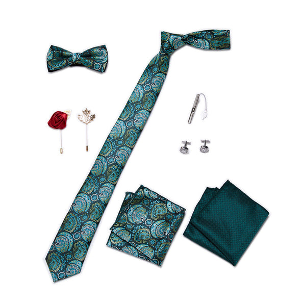 Bow Tie, Pocket Square, Brooch, Tie Clip 8 Pieces Gift Set LB185