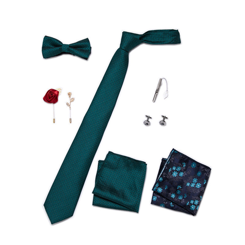 Bow Tie, Pocket Square, Brooch, Tie Clip 8 Pieces Gift Set LB186