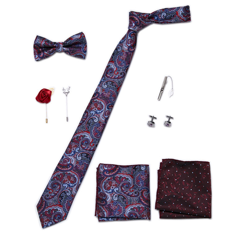 Bow Tie, Pocket Square, Brooch, Tie Clip 8 Pieces Gift Set LB190