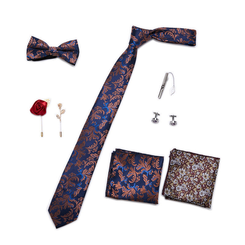 Bow Tie, Pocket Square, Brooch, Tie Clip 8 Pieces Gift Set LB191