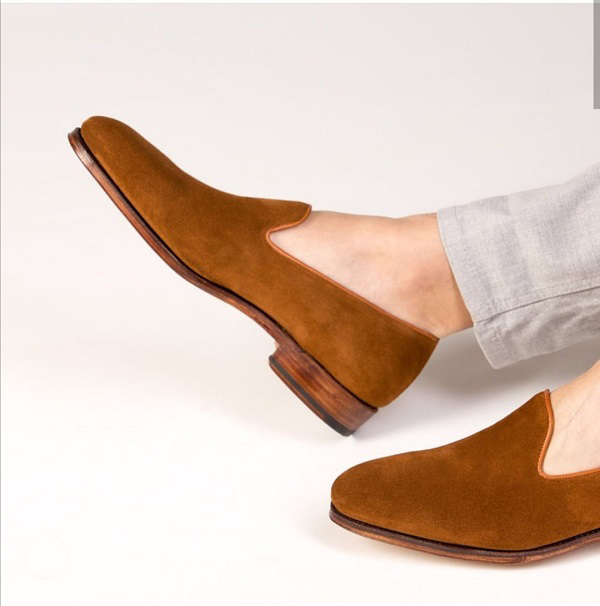 Suede Light Brown Slip On Shoes