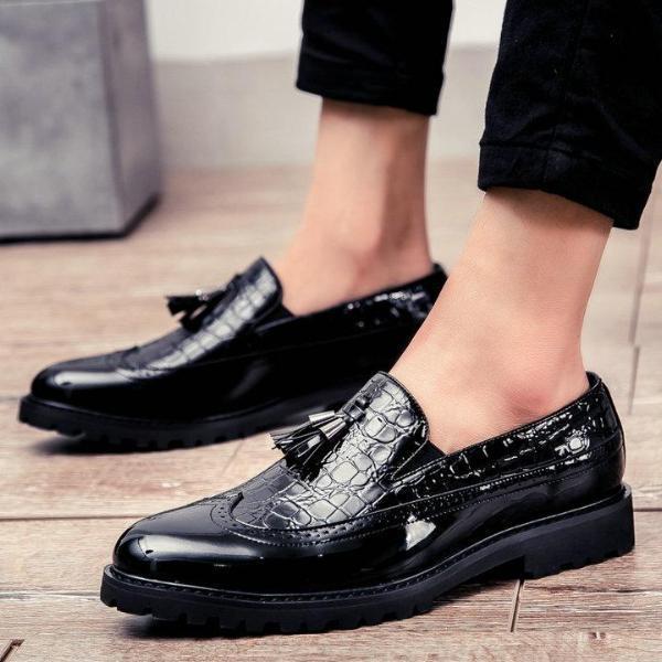 Casual Men's Dress Shoes With Tassel Flat Heel Loafers - Arceey