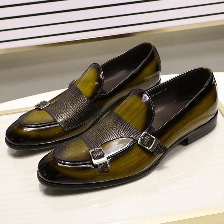 FASHION PATENT LEATHER MONK STRAP MEN'S LOAFER SHOES