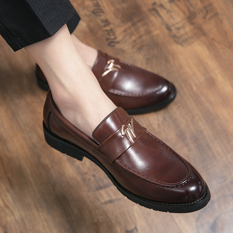 Brown and black leather shoes men's casual shoes