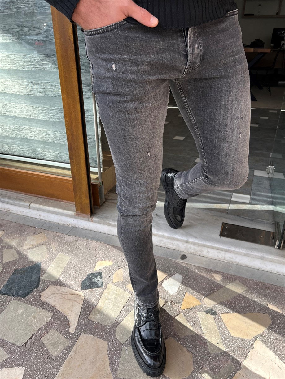 Slim Fit Grinding Ripped Detailed Jeans
